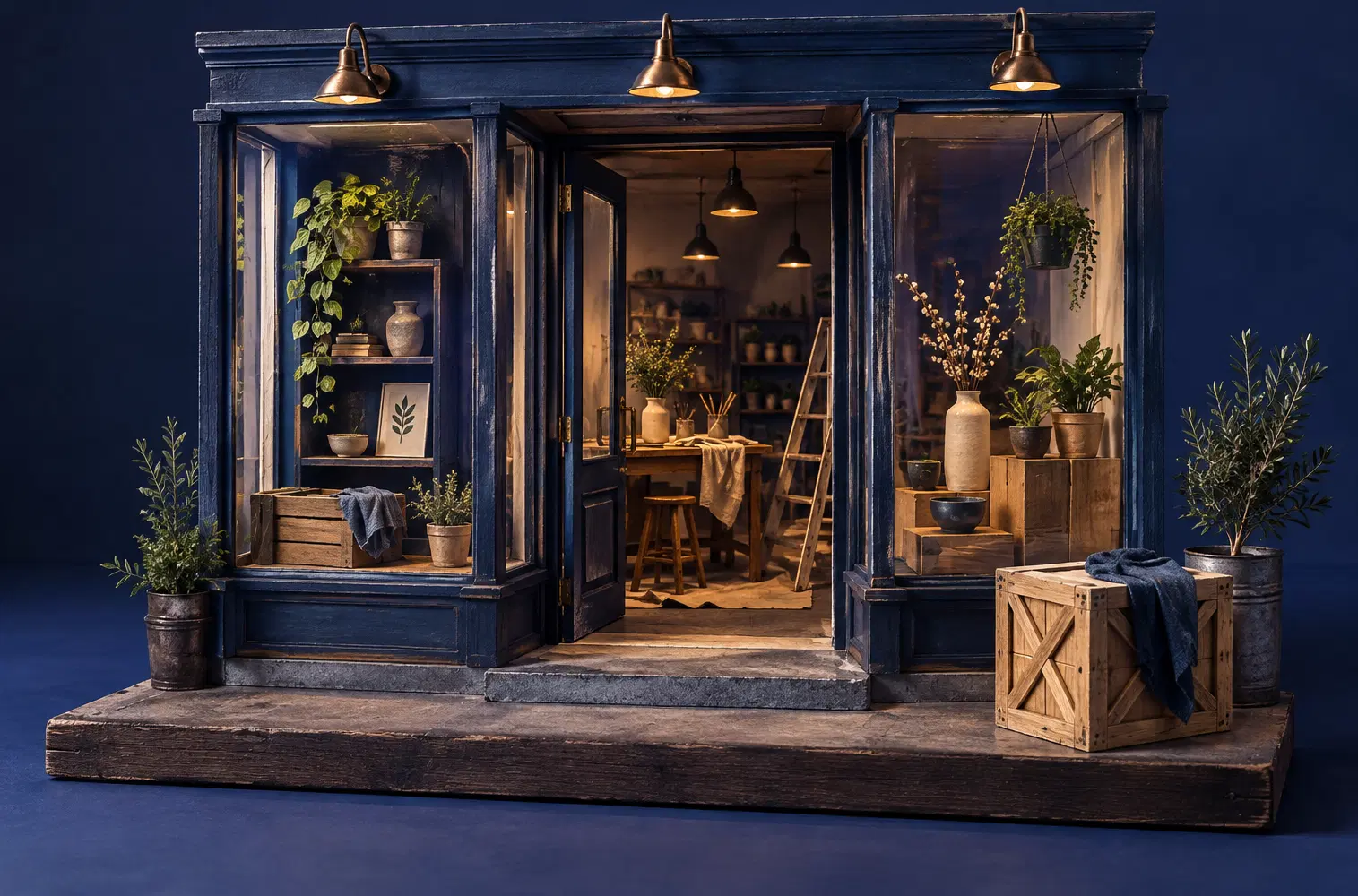 Illustration of local businesses and their working space